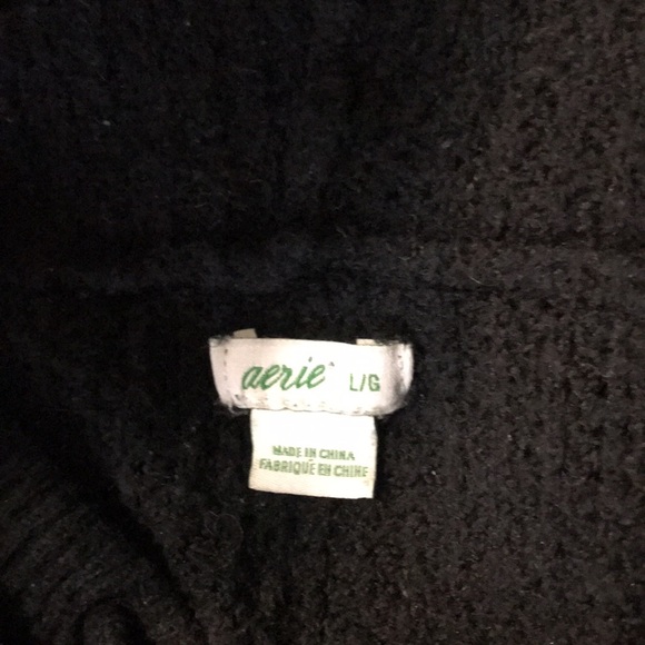 💥SALE💥Aerie Hooded Waffle Knit Sweatshirt in Black Size Large - Picture 6 of 9